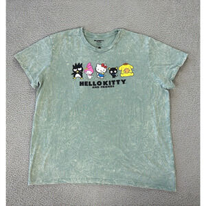 Hello Kitty & Friends T-Shirt Adult 3XL Mineral Wash‎ Green Short Sleeves